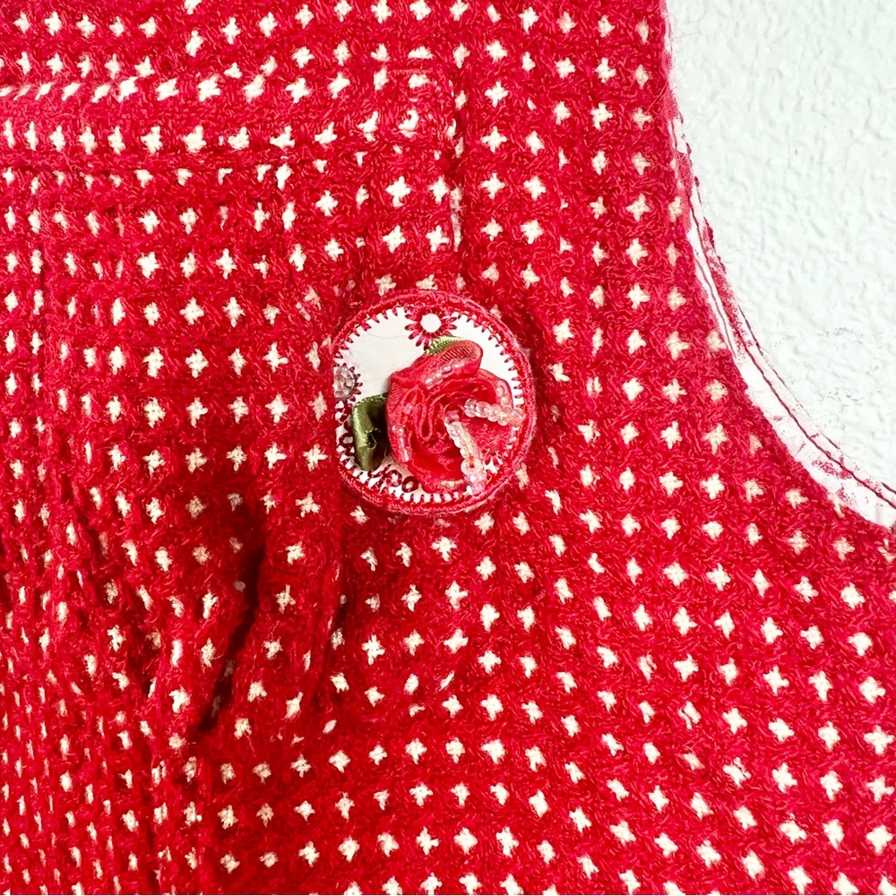 Pampolina | European Red and White Wool Blend Lined Jumper Dress | Size 3T - Picture 4 of 15